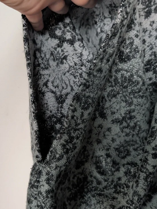 Cejon Black and Gray Floral Open-Front Poncho - Picture 4 of 5